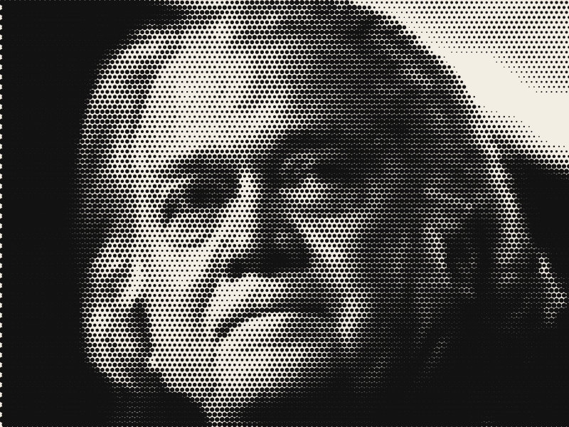 Halftone portrait of Steve Bannon, Podcast host and Trump ally (not an official)