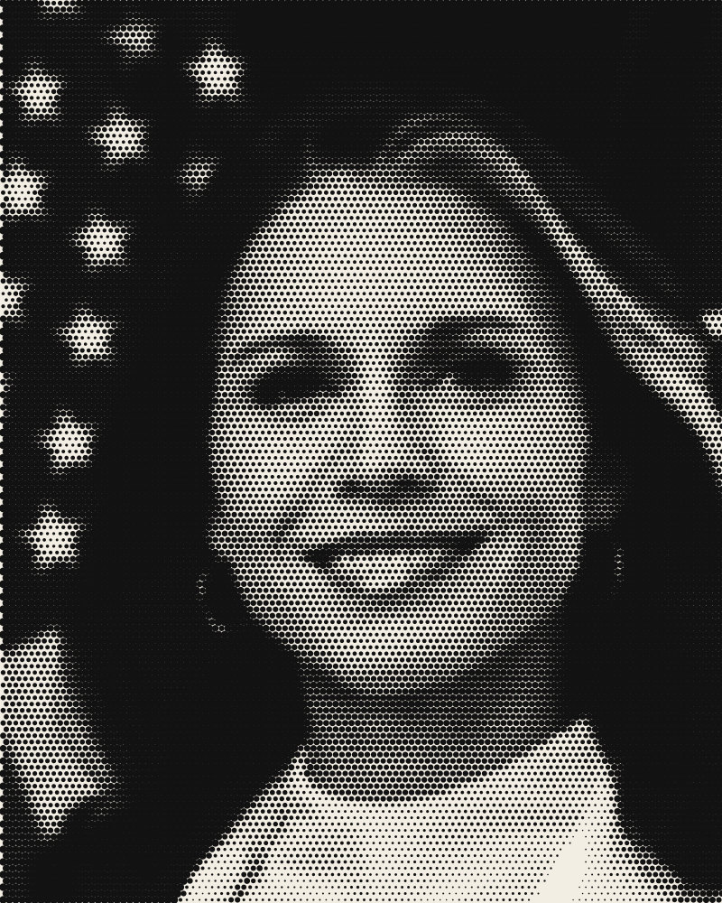 Halftone portrait of Tulsi Gabbard, Director of National Intelligence