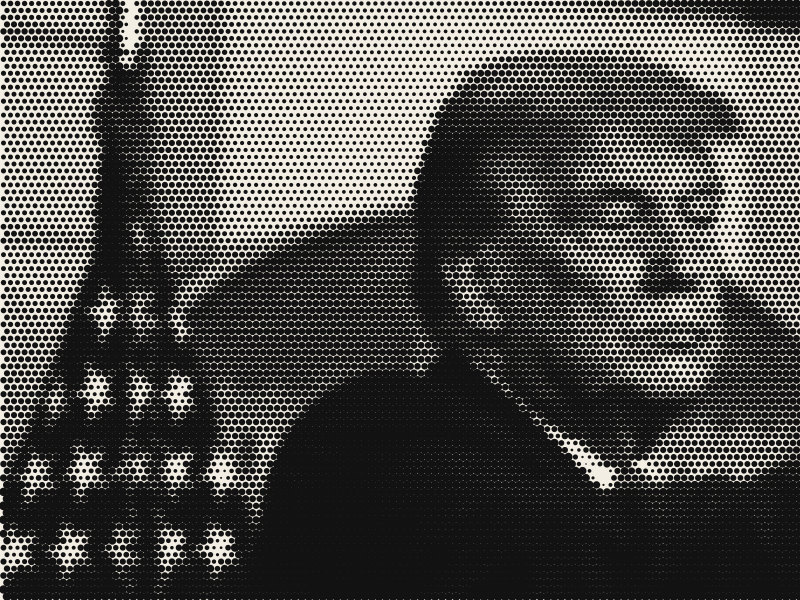 Halftone portrait of Donald Trump, President